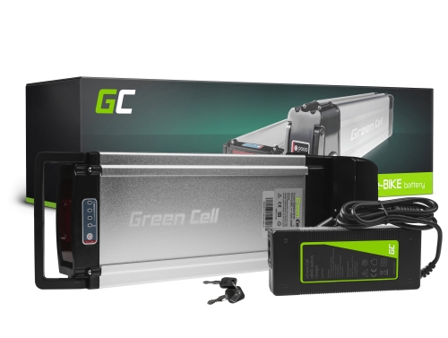Green Cell Batteri för Elcykel 36V 12Ah 432Wh Rear Rack Ebike 4 Pin med Laddare
