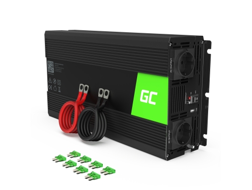 Green Cell ® inverter spänningsomvandlare 12V till 230V 1500W / 3000W ren sinusvåg