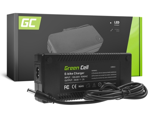 Green Cell ® laddare 54,6V 2A för elcykel 48V Li-Ion batteri med rund kontakt 5.5 * 2.1mm