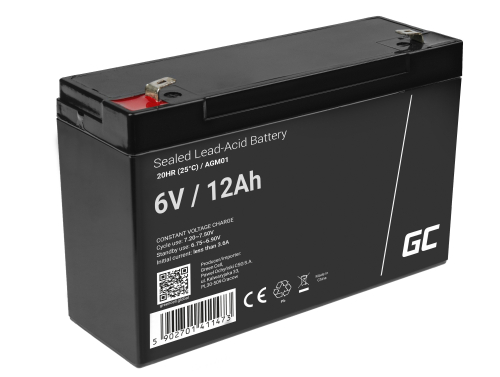Green Cell ® AGM 6V 12Ah batteri VRLA blybatterileksaker elektriska leksaker larmar barnfordon