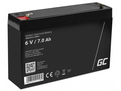 Green Cell ® AGM 6V 7Ah batteri VRLA blybatterileksaker elektriska leksaker larmar barnfordon