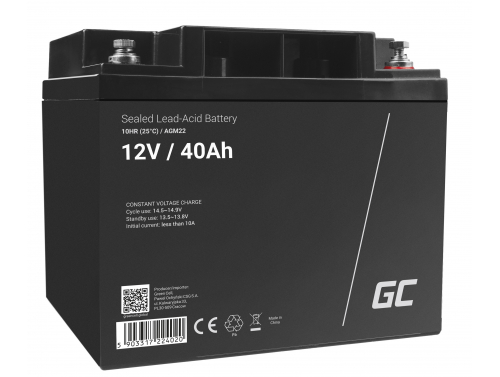Green Cell ® AGM 12V 40Ah batteri VRLA blybatteri Unbemann Caravan fotovoltaisk rullstol solbatteri