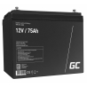 Green Cell ® AGM 12V 75Ah batteri VRLA blybatteri Unbemann Caravan fotovoltaisk rullstol solbatteri