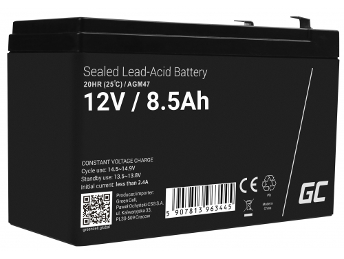 Green Cell ® AGM 12V 8.5Ah batteri VRLA blybatterileksaker elektriska leksaker larmar barnfordon