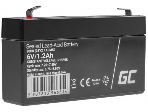 Green Cell ® AGM 6V 1.2Ah batteri VRLA blybatterileksaker elektriska leksaker larmar barnfordon