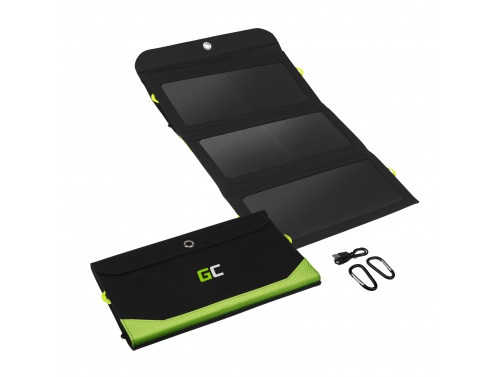 Solar laddare Green Cell GC SolarCharge 21W - Solpanel med 10000 mAh power bank funktion USB-C Power Delivery 18W USB-A QC