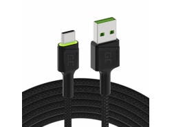 Green Cell Ray USB-C till USB-C kabel 1,2m LED med snabbladdning Ultra Charge, Quick Charge 3.0