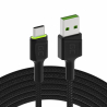Kabel USB-C Typ C 1,2m LED Green Cell Ray med snabbladdning, Ultra Charge, Quick Charge 3.0