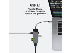 Dockningsstation, adapter, Green Cell GC HUB2 USB-C 6 i 1 (USB 3.0 HDMI Ethernet USB-C) för Apple MacBook, Dell XPS och andra