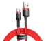 USB till USB-C-kabel från Baseus Cafule 2A, Quick Charge 3.0, 200 cm, Datatransmission 480Mb/s, Stabil flätad design, Röd färg.
