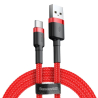 USB till USB-C-kabel från Baseus Cafule 2A, Quick Charge 3.0, 200 cm, Datatransmission 480Mb/s, Stabil flätad design, Röd färg.