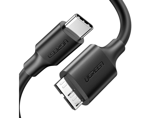 Kabel Micro-B USB - USB-C UGREEN 1m, svart, Snabb Super Speed 3.0 dataöverföring, För kamera, hårddisk, kamera, smartphone