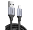 UGREEN USB till USB-C 300 cm-kabel, Snabbladdning Quick Charge 3.0, Hög hållbarhet, Svart-silver