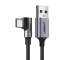 UGREENs vinklade USB-A till USB-C-kabel, 3A, 200 cm, Snabbladdning Quick Charge 3.0, Svart-silverfärgad