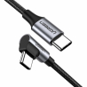 USB-C- till USB-C-kabel, vinklad UGREEN US255,3A, 60W, 0,5m, svart