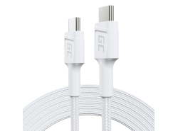 Kabel Vit USB-C Typ C 2m Green Cell PowerStream med snabbladdning Power Delivery 60W, Ultra Charge, Quick Charge 3.0