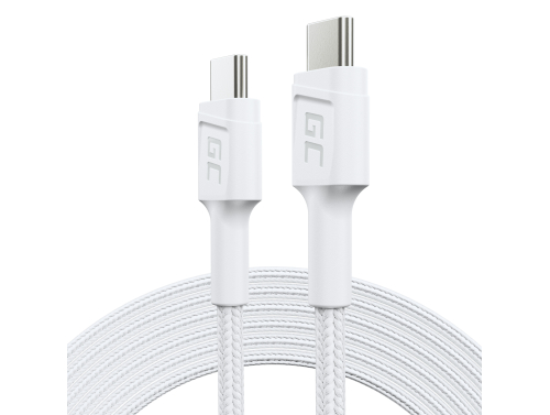 Kabel Vit USB-C Typ C 2m Green Cell PowerStream med snabbladdning Power Delivery 60W, Ultra Charge, Quick Charge 3.0