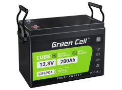 Akku Lithium-Eisen-Phosphat LiFePO4 Green Cell 12V 12.8V 200Ah für Sonnenkollektoren, Wohnmobile und Boote
