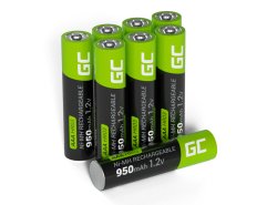 8x Ackumulatorer AAA R3 950mAh Ni-MH laddningsbara Batterier Green Cell