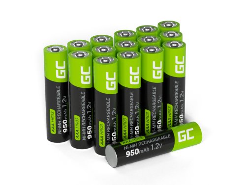 16x Ackumulatorer AAA R3 950mAh Ni-MH laddningsbara Batterier Green Cell