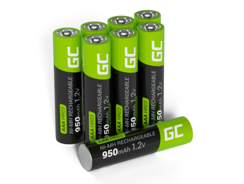 8x Ackumulatorer AAA R3 950mAh Ni-MH laddningsbara Batterier Green Cell