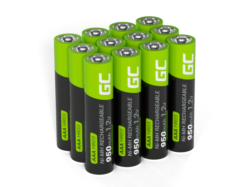 12x Ackumulatorer AAA R3 950mAh Ni-MH laddningsbara Batterier Green Cell
