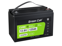 Green Cell® LiFePO4-batteri 12,8V 125Ah 1600Wh LFP-litiumbatteri 12V med BMS för husbil sol-vindenergi matbil husvagn