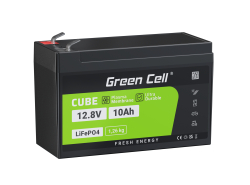 Green Cell® LiFePO4 batteri 12,8V 10Ah 128Wh LFP litiumbatteri 12V med BMS för UPS UPS reserv nödkraftsscooter fyrhjuling