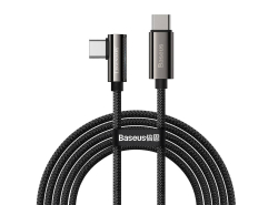 Kabel med vinklad USB-C till USB-C från Baseus Legend Series, 100W, 2m, Svart, Snabbladdning PD och dataöverföring 480 Mbps