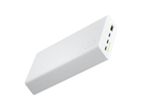 Green Cell PowerPlay20s Vit PowerBank 20000mAh 22,5W PD USB C med snabbladdning för iPhone 15 14 13 12 11 X, Samsung Galaxy S24