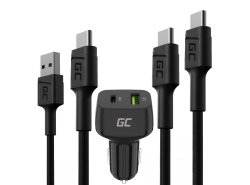Snabbladdningskit för mobiltelefoner – 48W USB-C USB-A-laddare + 2x 30 cm USB-C-kablar