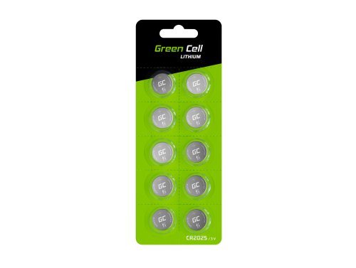 Green Cell Blister 10x Litium Batteri CR2025 3V 160mAh Knappladdningsbatteri