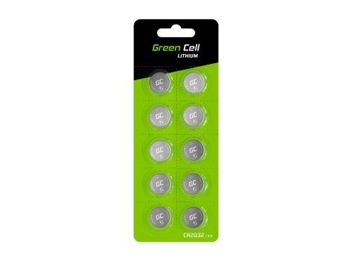 Green Cell Blister 10x Litium Batteri CR2032 3V 220mAh Knappladdningsbatteri