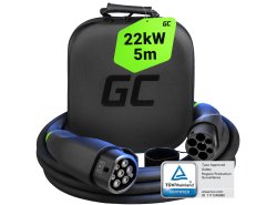 GC Snap Laddkabel Typ 2 11kW / 22kW 5m för Tesla Model 3 S X Y, VW ID.3, ID.4, Kia EV6, Audi E-Tron, Fiat 500e, BMW i3, iX