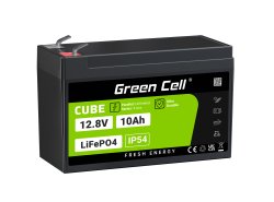 Green Cell CUBE LiFePO4 Batteri 10Ah 12.8V 128Wh LFP litiumbatteri 12V för UPS Reserv nödkrafts, Scooter, Fyrhjuling