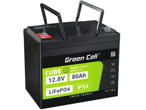 Green Cell CUBE LiFePO4 Batteri 80Ah 12.8V 1024Wh LFP litiumbatteri 12V för Husbilar, Rengöringsutrustning, Camping, Båtar