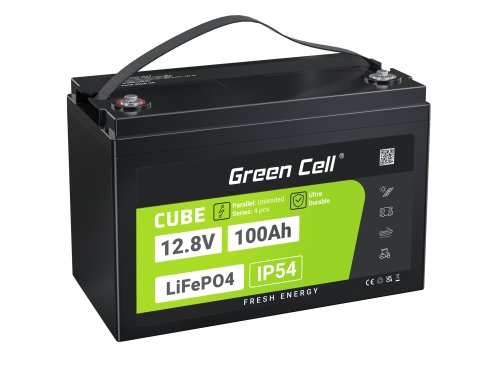 Green Cell CUBE LiFePO4 Batteri 100Ah 12.8V 1280Wh LFP litiumbatteri 12V för Fotovoltaik installation, Husvagnar, Båtar