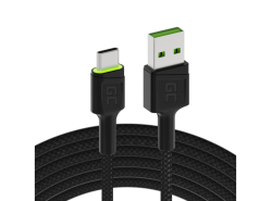 Green Cell Billaddare USB PowerRide Nano36, 2x USB-A, 36W med snabbladdning Ultra Charge + 2x LED Kabel USB-C 120cm
