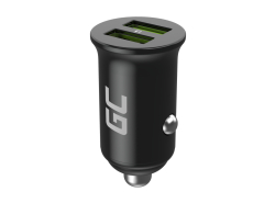 Green Cell Billaddare USB PowerRide Nano36, 2x USB-A, 36W med snabbladdning Ultra Charge + LED Kabel Lightning 120cm