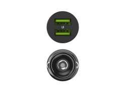 Green Cell Billaddare USB PowerRide Nano36, 2x USB-A, 36W med snabbladdning Ultra Charge + LED Kabel Lightning 120cm