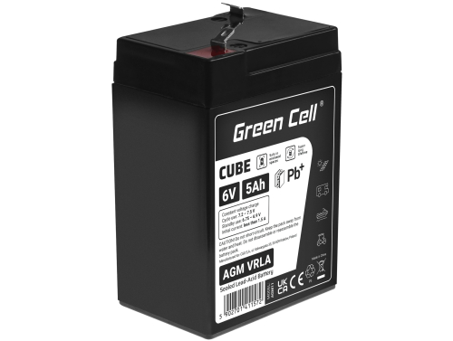 Green Cell CUBE AGM IP54 6V 5Ah batteri VRLA blybatteri leksaker elektriska leksaker larmar barnfordon