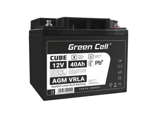 Green Cell CUBE AGM IP54 12V 40Ah batteri VRLA blybatteri Unbemann Caravan fotovoltaisk rullstol solbatteri