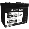 Green Cell CUBE AGM IP54 12V 55Ah batteri VRLA blybatteri Unbemann fiskeskärare båtskoter gräsklippare gräsklippare