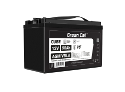 Green Cell CUBE AGM IP54 12V 90Ah batteri VRLA blybatteri Unbemann Caravan fotovoltaisk rullstol solbatteri