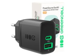 Green Cell PowerSource Duo30 USB/USB-C-laddare, svart, 30 W Power Delivery-strömadapter
