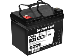 Green Cell ® AGM 12V 33Ah batteri VRLA blybatteri Unbemann fiskeskärare båtskoter gräsklippare gräsklippare