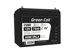 Green Cell ® AGM 12V 75Ah batteri VRLA blybatteri Unbemann Caravan fotovoltaisk rullstol solbatteri