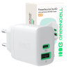 Green Cell PowerSource Duo30 USB/USB-C-laddare, vit, 30 W Power Delivery-strömadapter