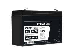 Green Cell ® AGM 6V 14Ah batteri VRLA blybatteri Unbemann fiskeskärare båtskoter gräsklippare gräsklippare