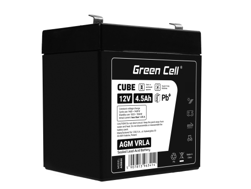 Green Cell ® AGM 12V 4,5Ah batteri VRLA blybatteri Unbemann UPS UPS system UPS system backup batteri